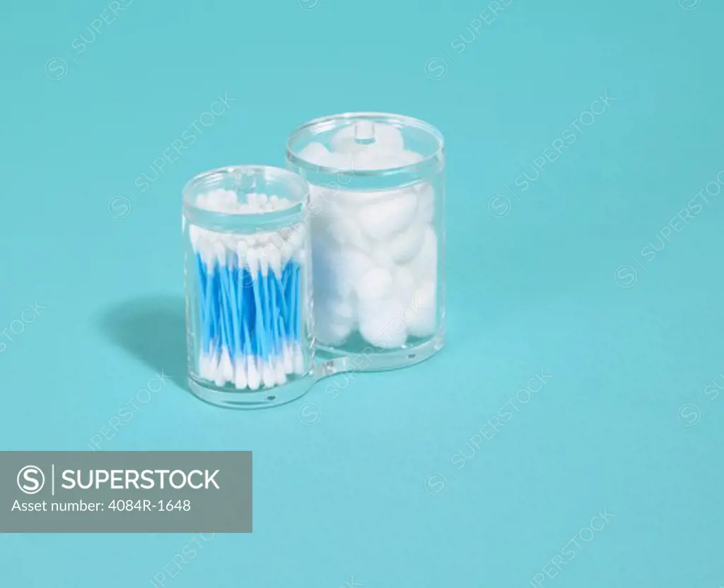 Container of Cotton Balls and Swabs