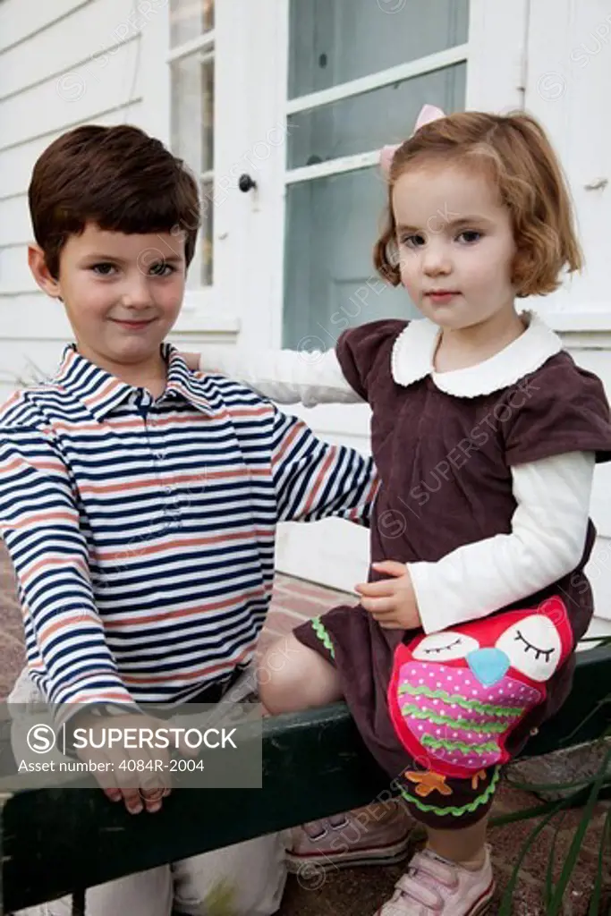 Boy And Girl on Porch, Portrait