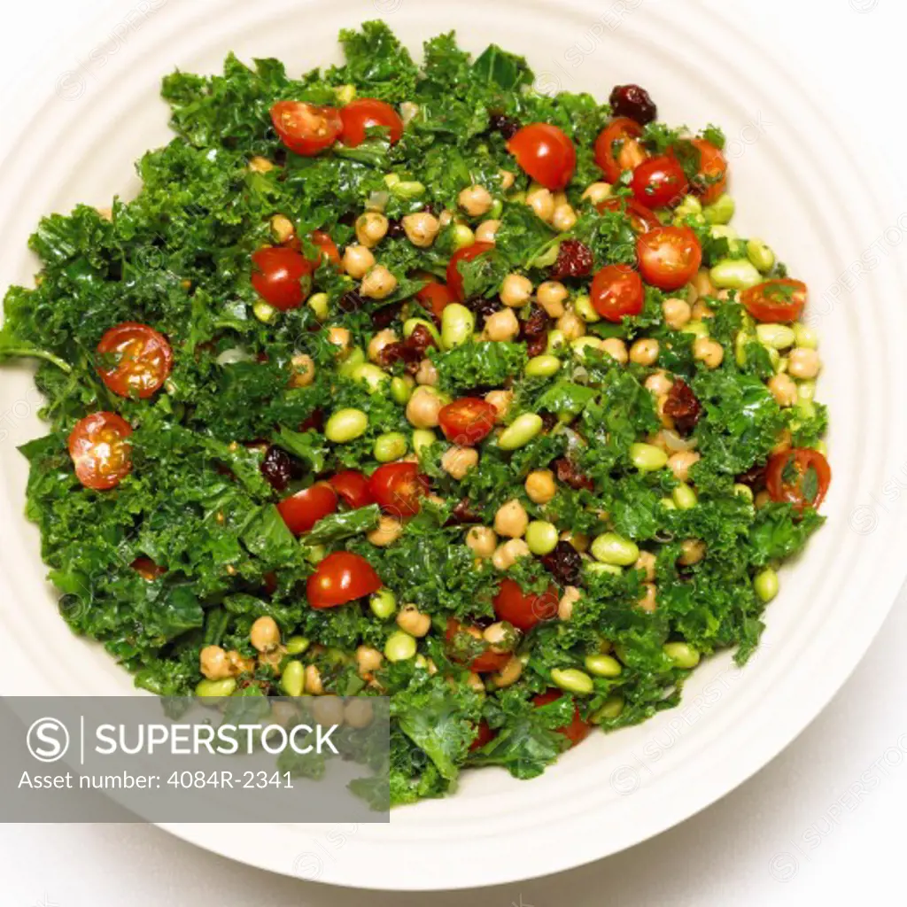 Kale Salad With Cherry Tomatoes, Edamame and Cranberries