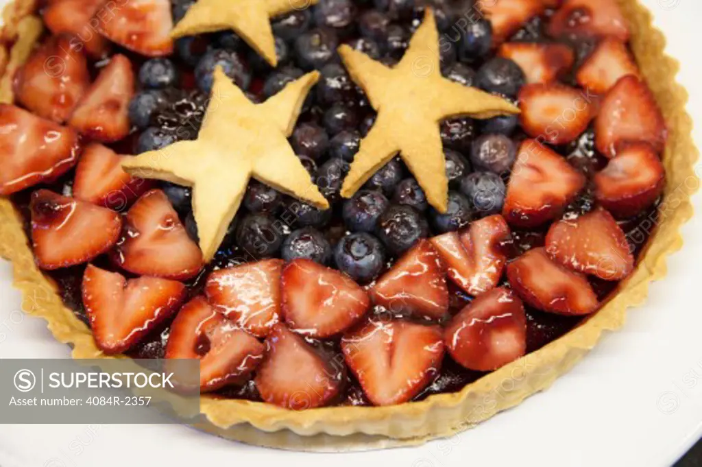 Patriotic Tart With Blueberries and Strawberries