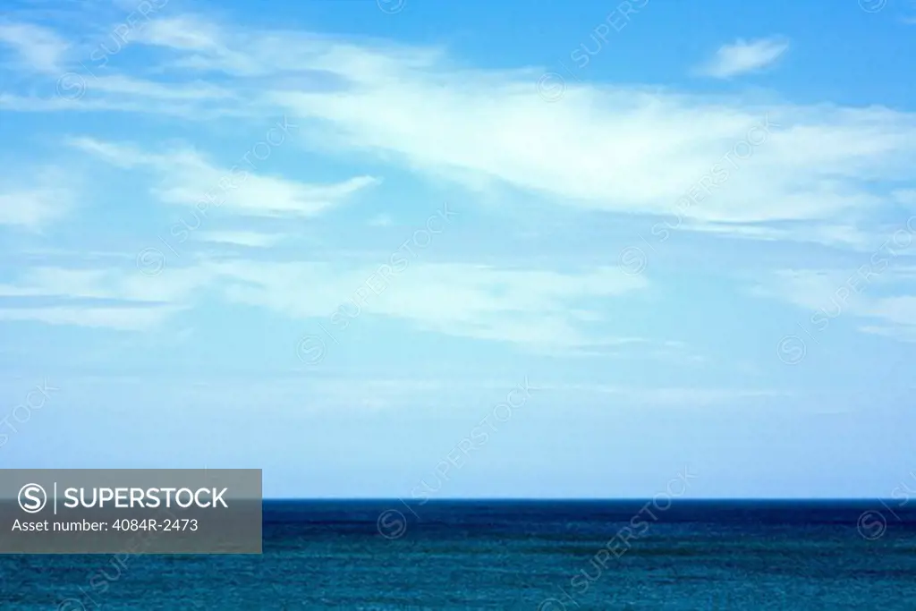 Calm Sea and Horizon with Blue Sky