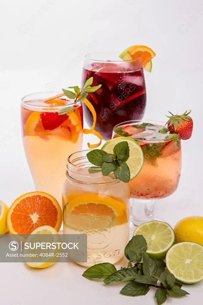 White and Red Sangria in Glasses