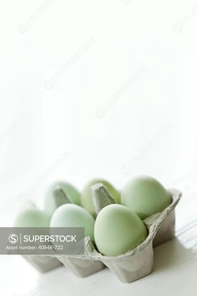 Six Blue Eggs in Carton
