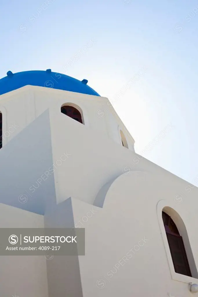 Low angle view of a church dome, Oia, Santorini, Cyclades Islands, Greece