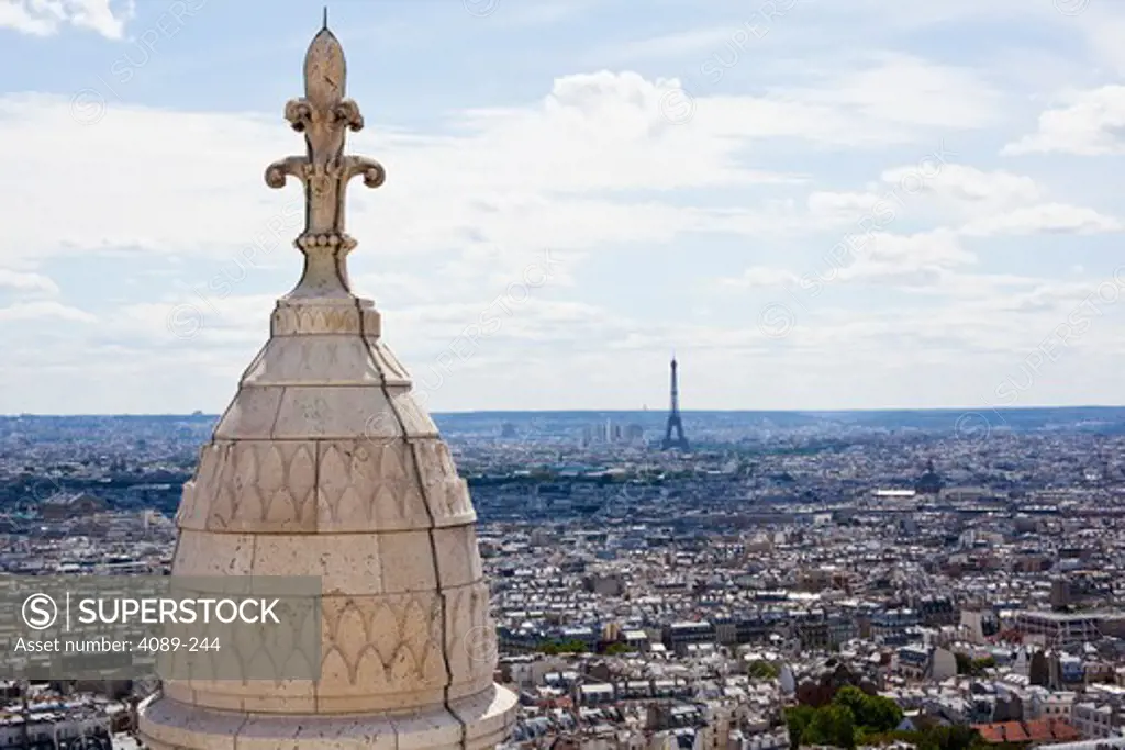 Cityscape viewed from Basilique du Sacre Coeur, Montmartre, Paris, Ile-De-France, France
