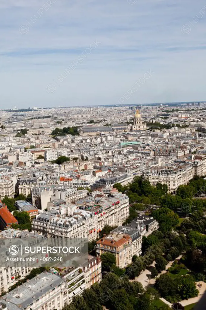 Cityscape viewed from the Eiffel Tower, Paris, Ile-De-France, France