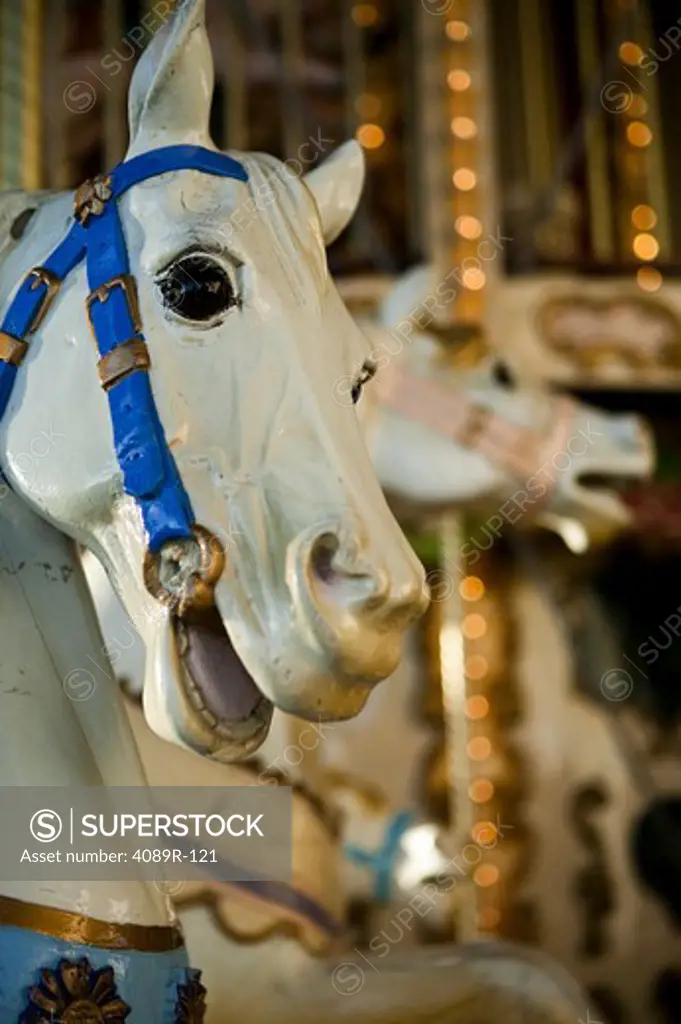 Carousel horse in an amusement park