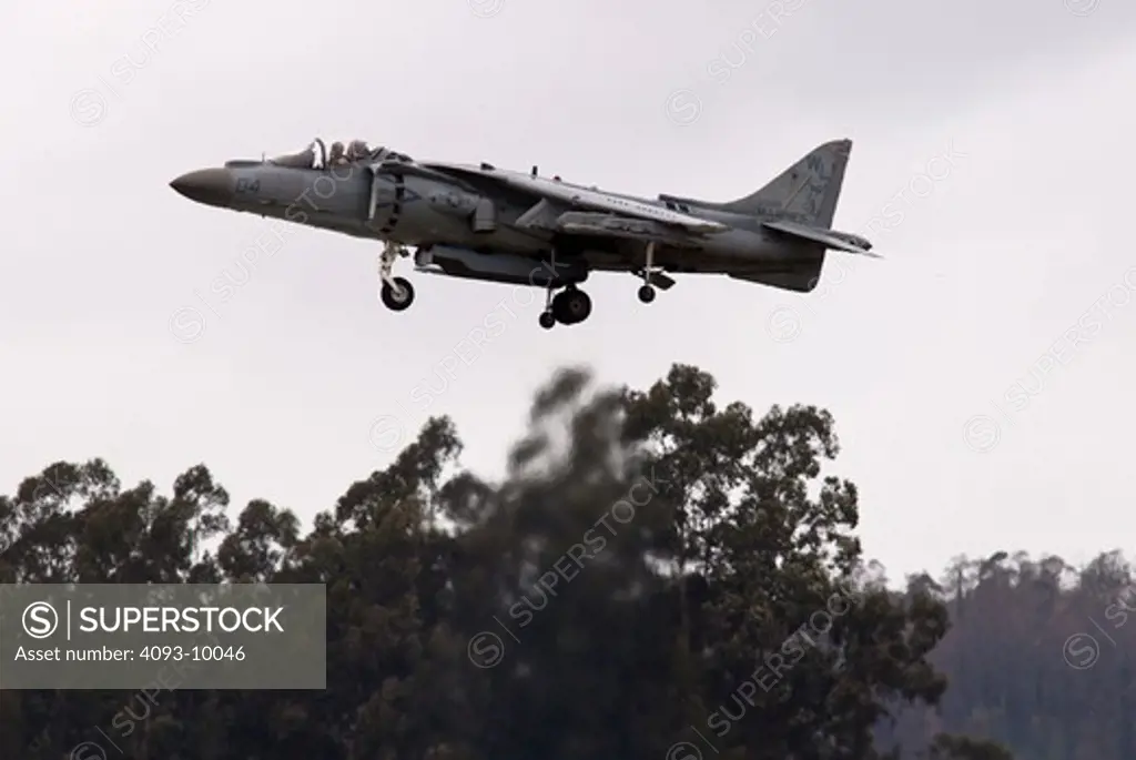A Marine Corps AV-8B Harrier from MAG 13 doing an aerial demonstration at the Watsonville, CA airshow. The McDonnell Douglas AV-8B Harrier II is a family of second-generation vertical/short takeoff and landing or V/STOL ground-attack aircraft of the late 20th century. It is primarily used for light attack or multi-role tasks, typically operated from small aircraft carriers and large amphibious assault ships.