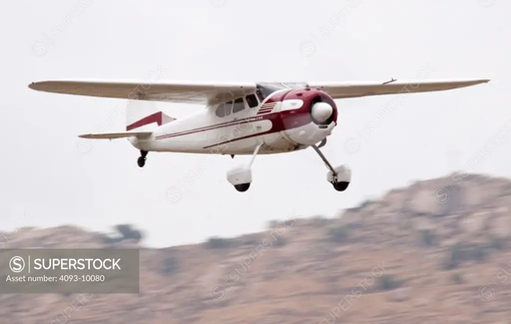 Cessna 195 doing a low pass at Flabob airport in Riverside, CA. The Cessna 195 Businessliner is a family of light single radial engine powered, conventional landing gear equipped, general aviation aircraft which was manufactured by Cessna between 1947 and 1954.