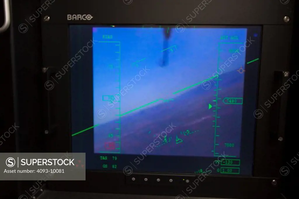 Video screen showing the pilot's view of the General Atomics MQ-1 Predator. The Predator is an unmanned aerial vehicle (UAV) which the United States Air Force describes as a MALE (medium-altitude, long-endurance) UAV system. It can serve in a reconnaissance role and fire two AGM-114 Hellfire missiles. The aircraft, in use since 1995, has seen combat over many regions of the world. It is a remote-controlled aircraft.  The MQ-1 Predator is a system, not just an aircraft. The fully operational sy