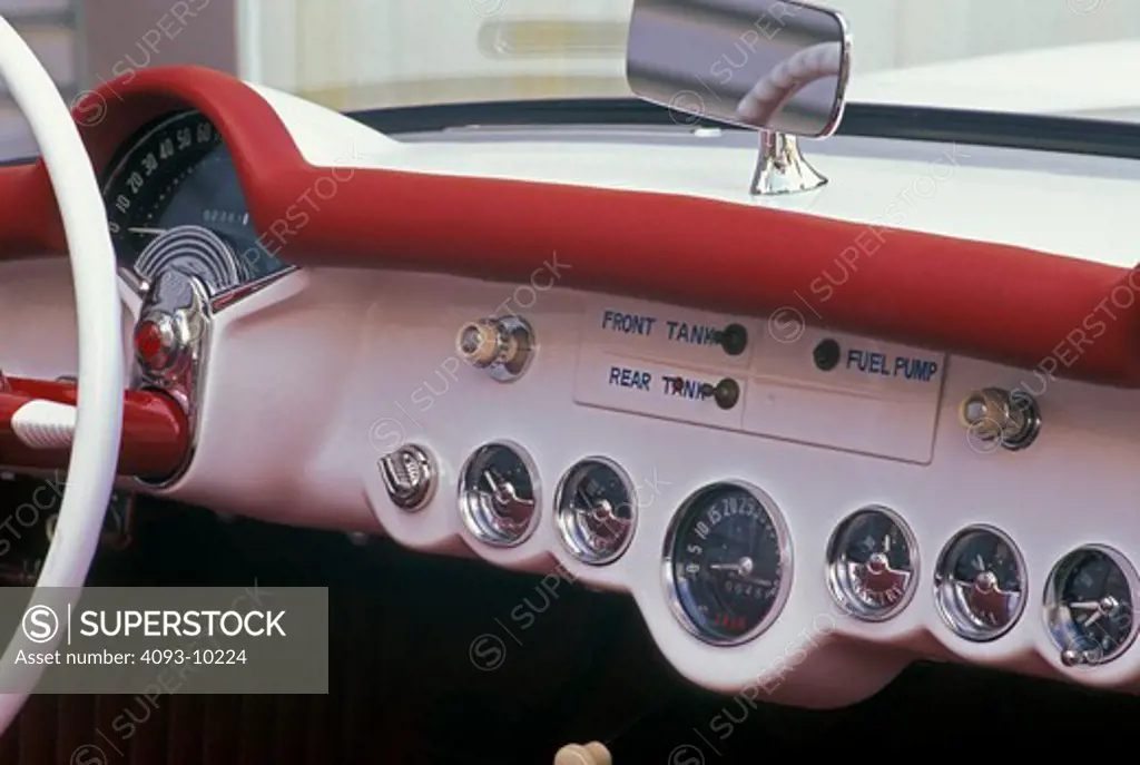 interior detail Corvette SS Mule 1954 1950s gauges dashboard tachometer street