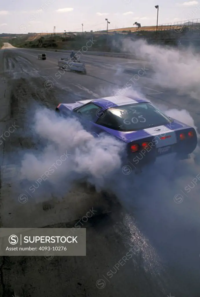 Corvette Grand Sport blue burnout smoke
