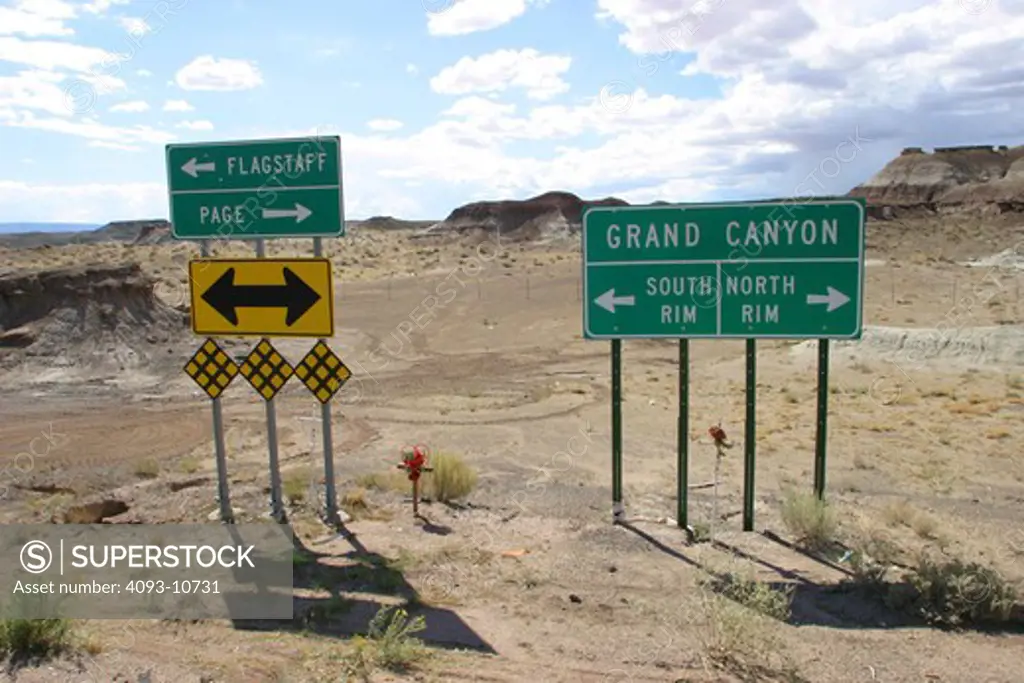 Road sign of the grand canyon
