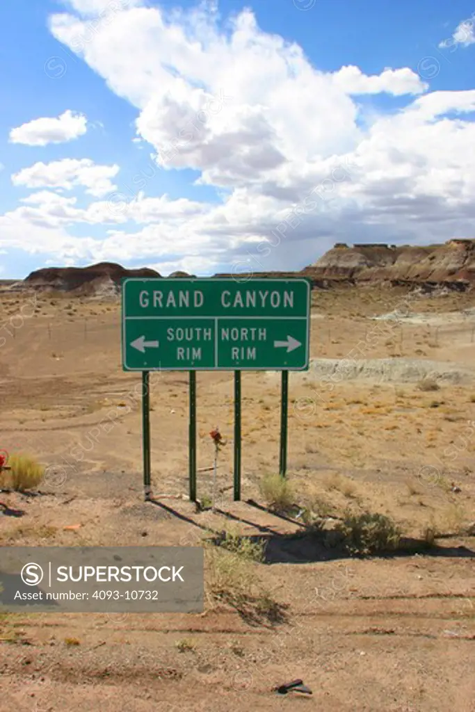 Road sign of the grand canyon
