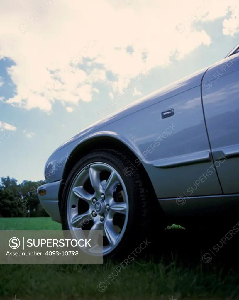 detail Jaguar XJR 2000 silver wheel fender grass
