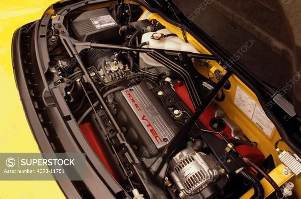 Acura 1997 NSX NSX-t 3.2 engine detail yellow v-tec 1990s