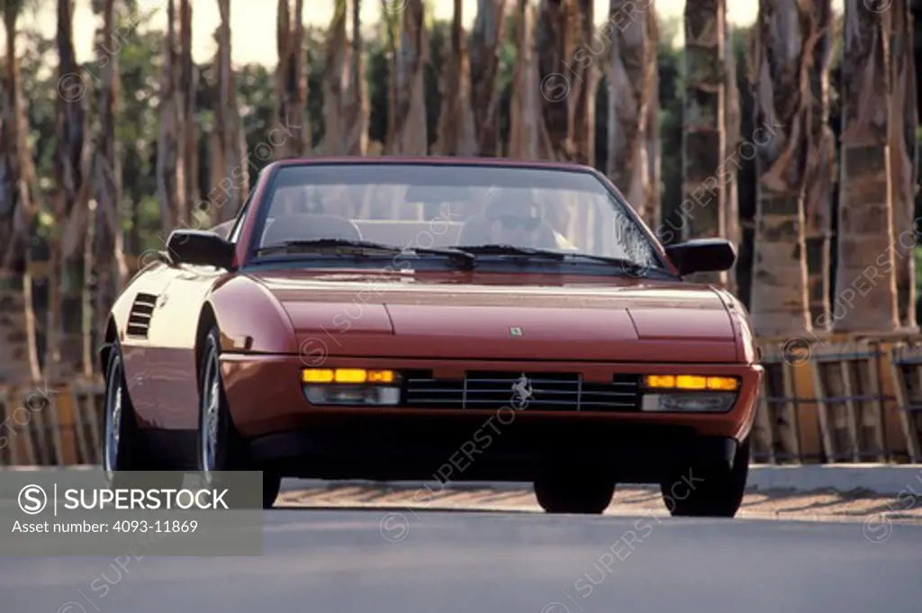Ferrari 1990 Mondial-T red front 3/4 asphalt trees beauty street