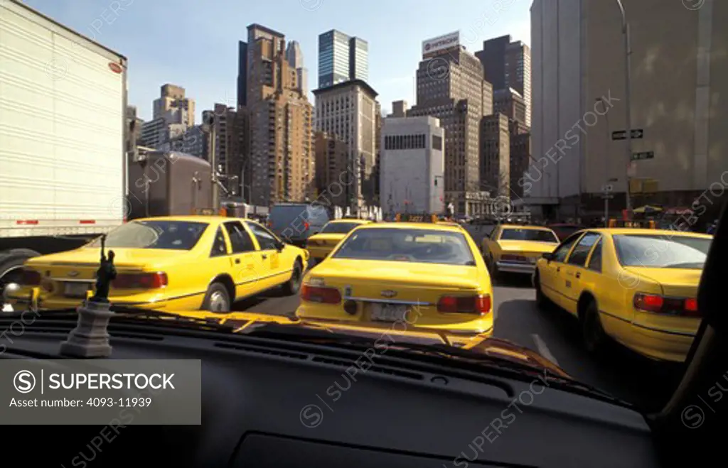 New York City POV rear buildings yellow city
