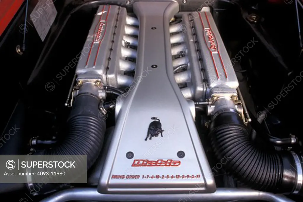 Lamborghini 1994 Diablo VT engine detail 1990s