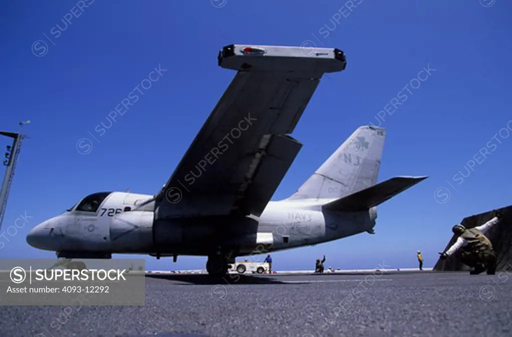 low angle Military Lockheed Martin Jets Fixed Wing Aviat Airplanes ES-3A Shadow grey flight deck aircraft carrier