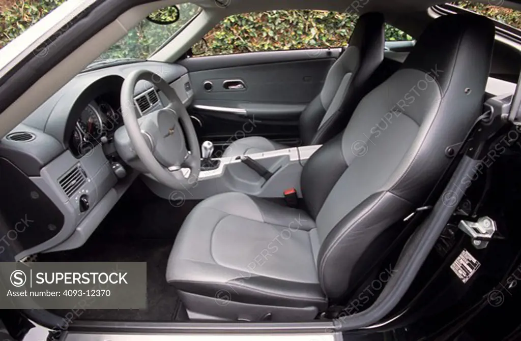 interior Crossfire 2003 steering wheel  black grey leather seats