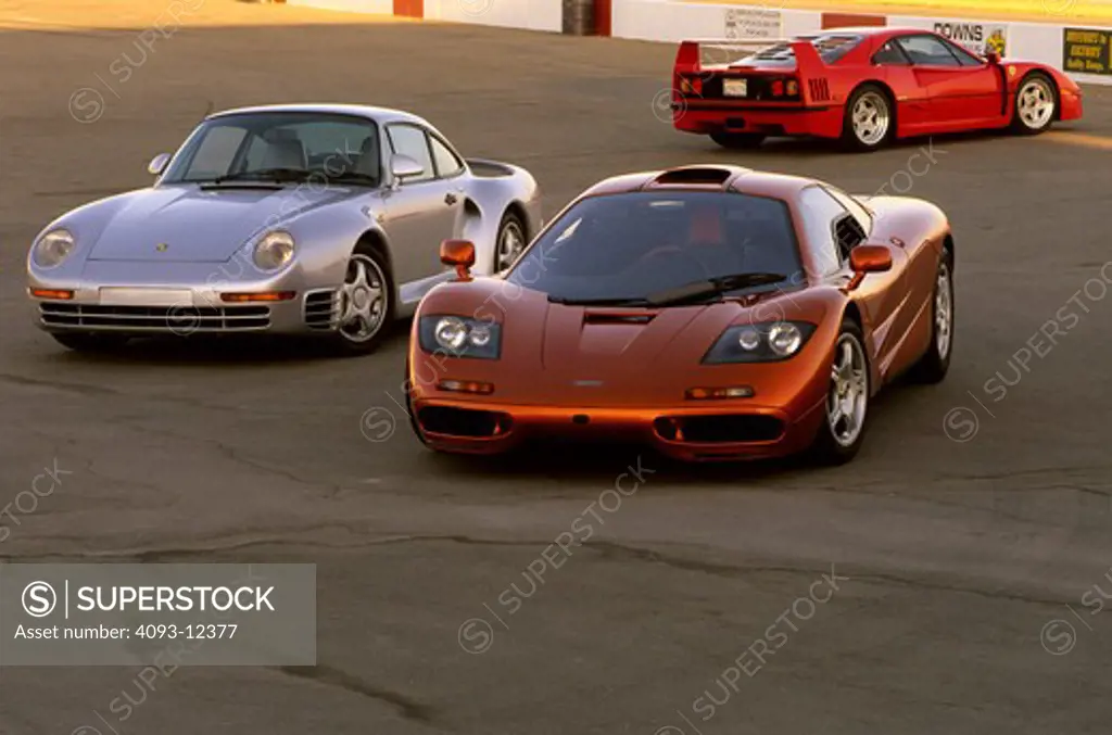 Porsche Ferrari McLaren 1997 orange 959 1987 silver F40 1991 red 1990s 1980s Buttonwillow