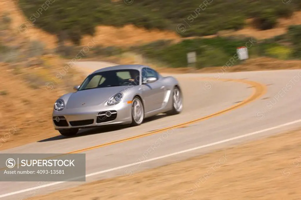 2007 silver Porsche Cayman S action