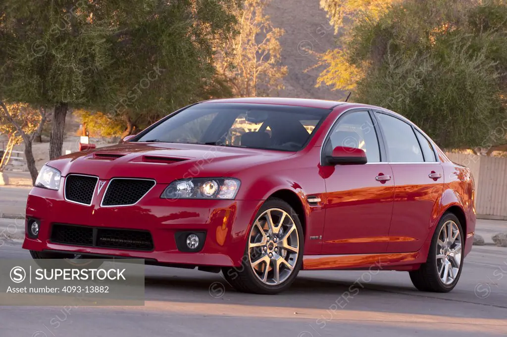Red Pontiac G8 GXP parked, front view
