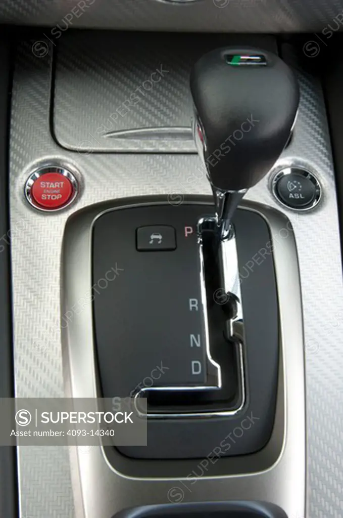 Jaguar XKR interior, close-up of gear stick