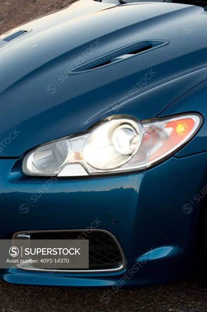 2009 Jaguar XF Type R close up of headlight