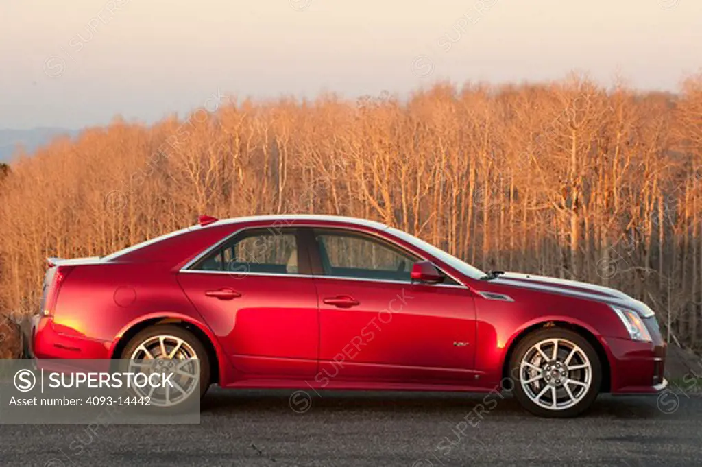 2009 Cadillac CTSV on the road, side view