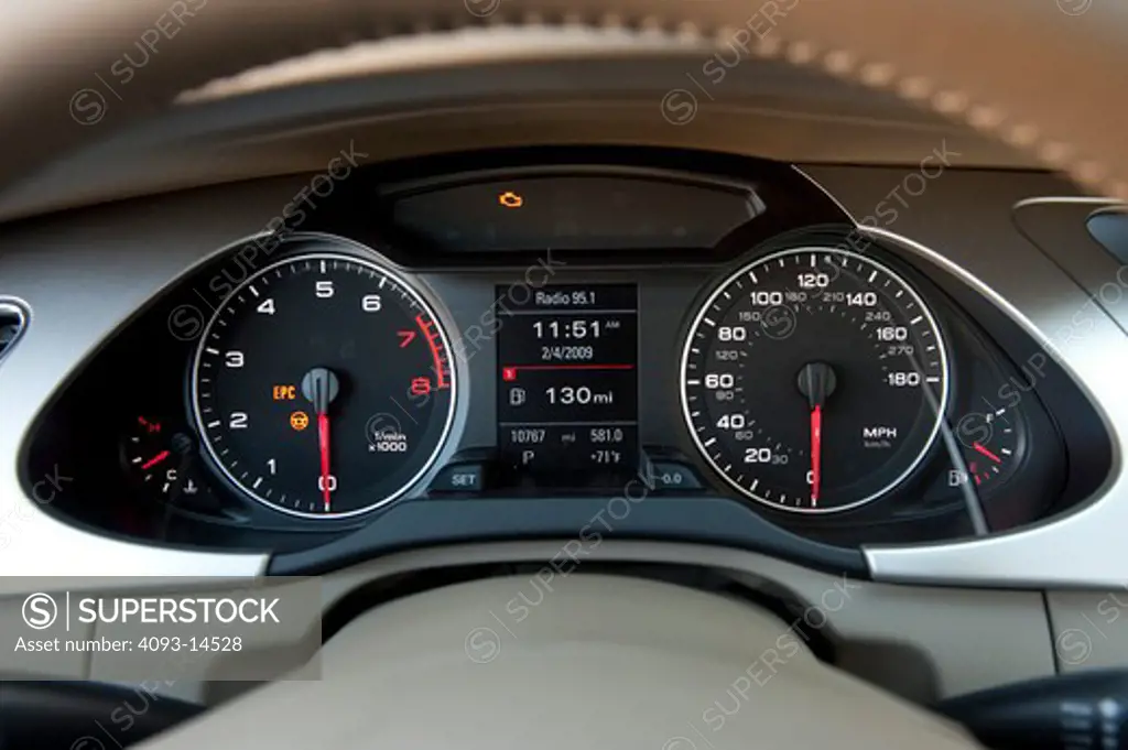 2009 Audi A4 interior close-up of instrument panel