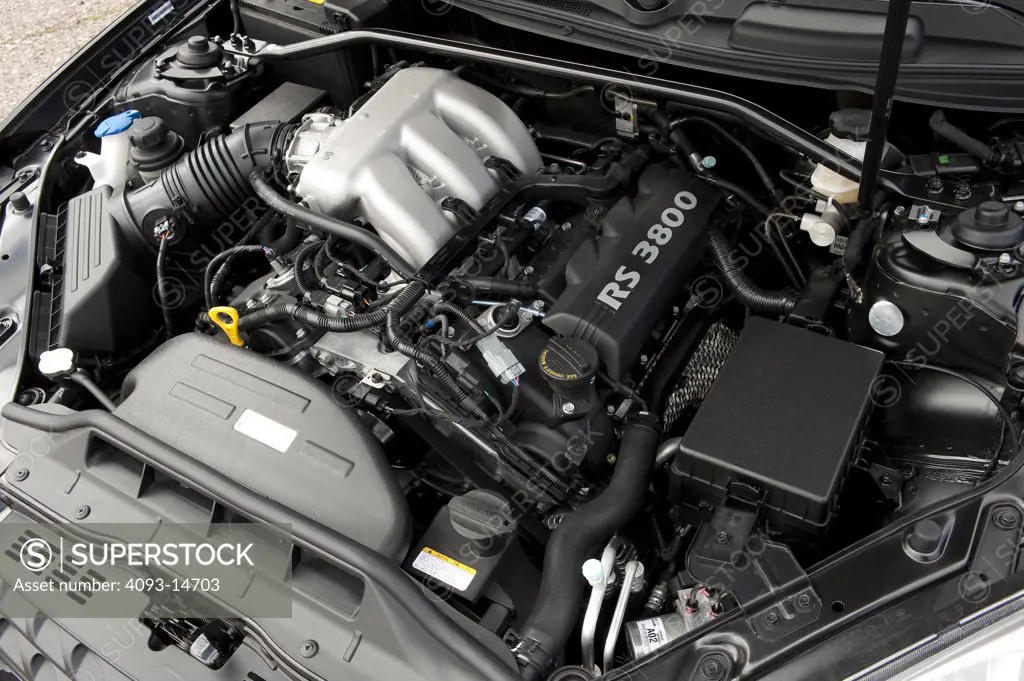 2010 Hyundai Genesis Coupe 3.8 V-6 close-up of engine