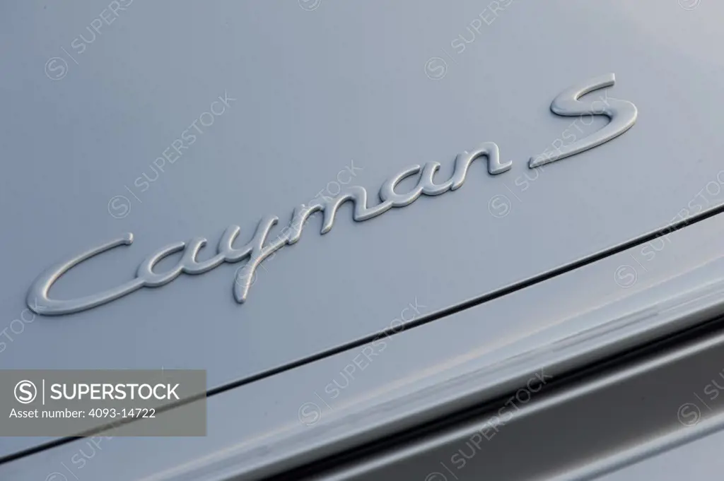2008 Porsche Cayman S close-up of logo on rear