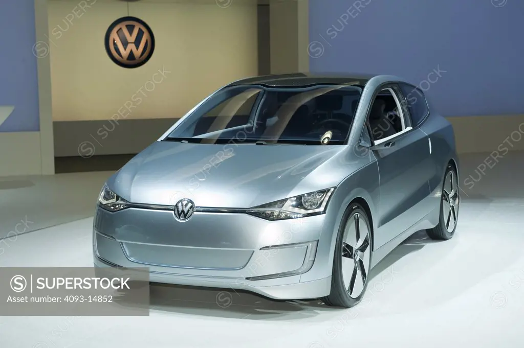 Front 3/4 view of the Volkswagen Up! Lite Hybrid concept show car. Shown at the Los Angeles International Auto Show.