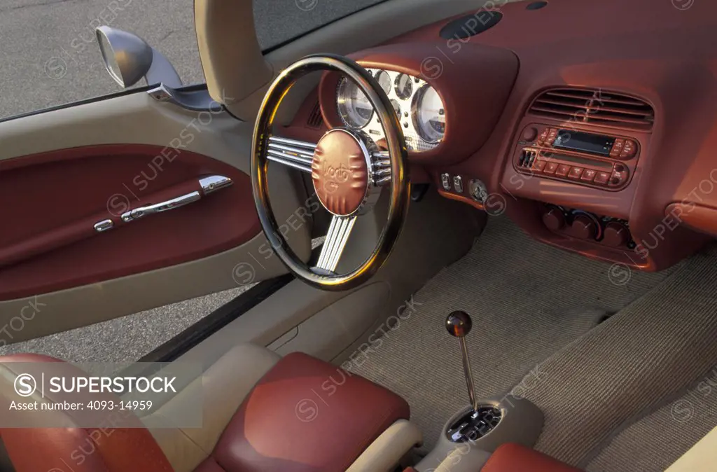 interior detail Plymouth Pronto Spyder red gear shift steering wheel IP instrument panel street