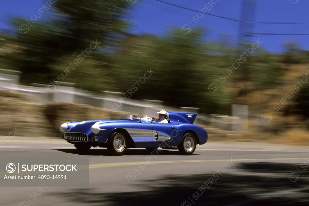 Corvette SR-2 1957 1950s blue cornering handling street