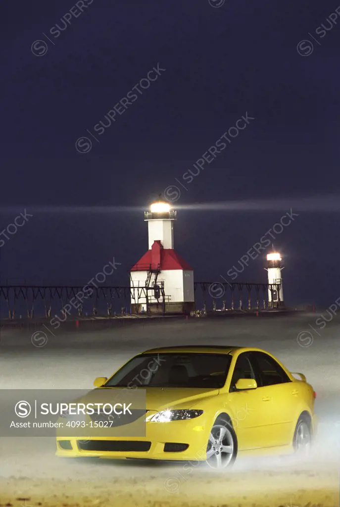 6 Mazda6 2003 yellow lighthouse pier sand beach