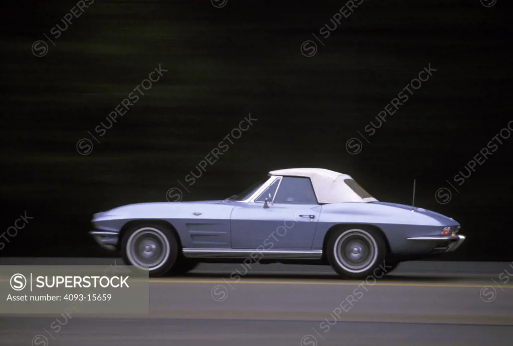 Corvette Stingray 1964 1960s blue Chevy street