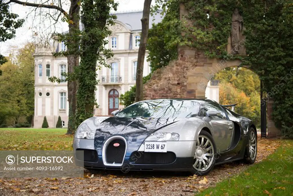 A front 3/4 view of a 2007 Bugatti Veyron. The Bugatti Veyron 16.4 is currently the fastest, most powerful, and most expensive street-legal full production car in the world, with a proven top speed of 253 mph (407.5 km/h), though several faster or more expensive vehicles have been produced on a limited basis.1 It reached full production in September 2005. The car is built by Volkswagen AG subsidiary Bugatti Automobiles SAS in its Molsheim (Alsace, France) factory and is sold under the legendar