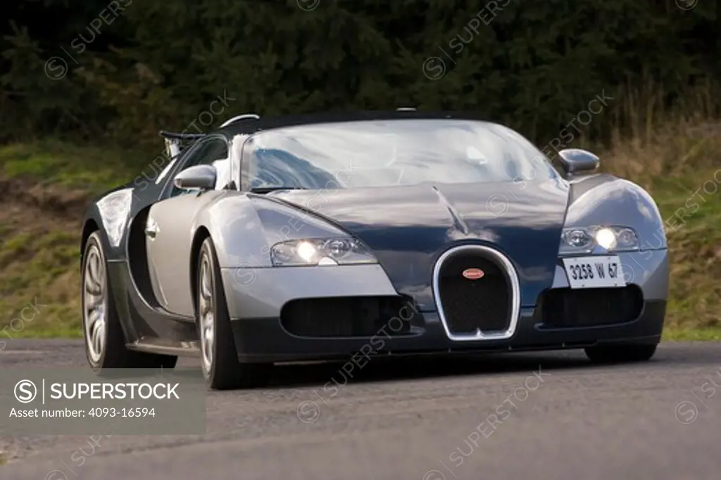 An action shot of a 2007 Bugatti Veyron. The Bugatti Veyron 16.4 is currently the fastest, most powerful, and most expensive street-legal full production car in the world, with a proven top speed of 253 mph (407.5 km/h), though several faster or more expensive vehicles have been produced on a limited basis.1 It reached full production in September 2005. The car is built by Volkswagen AG subsidiary Bugatti Automobiles SAS in its Molsheim (Alsace, France) factory and is sold under the legendary 