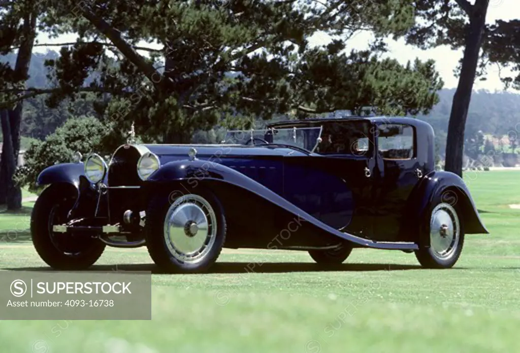 Bugatti Royale Type 41 front 3/4 beauty. The Bugatti Type 41, better known as the Royale, is one of the most extreme luxury cars ever built. It was enormous, with a 4300 mm (169.3 in) wheelbase and 6.4 m (21 ft) overall length. It weighed approximately 3175 kg (7000 lb) and used a massive 12.7 L (12763 cc/778 in¬) straight-8. All six production Royales still exist (the prototype was sadly destroyed in an accident in 1931), and each wears a different body, some having been rebodied several times