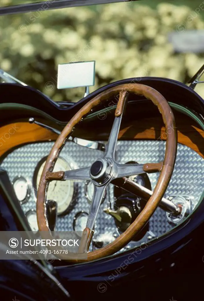 1932 Bugatti Type 54 interior detail. The Bugatti Type 54 was a Grand Prix car of 1932. The engine put out 300 hp (223 kW) and only 4 or 5 were built. inside meters
