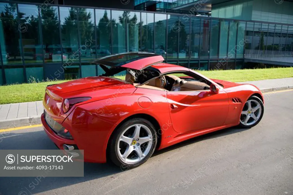 2009 Red Ferrari California with folding roof