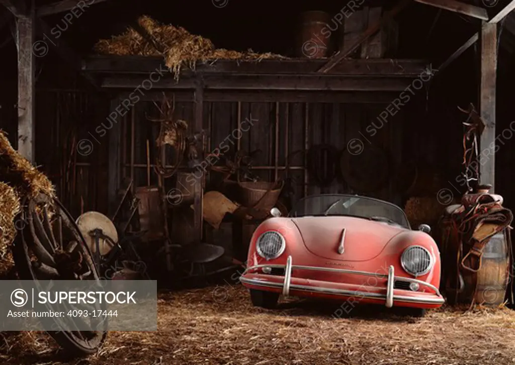 Porsche 356 Speedster 1957 1950s red barn hay storage