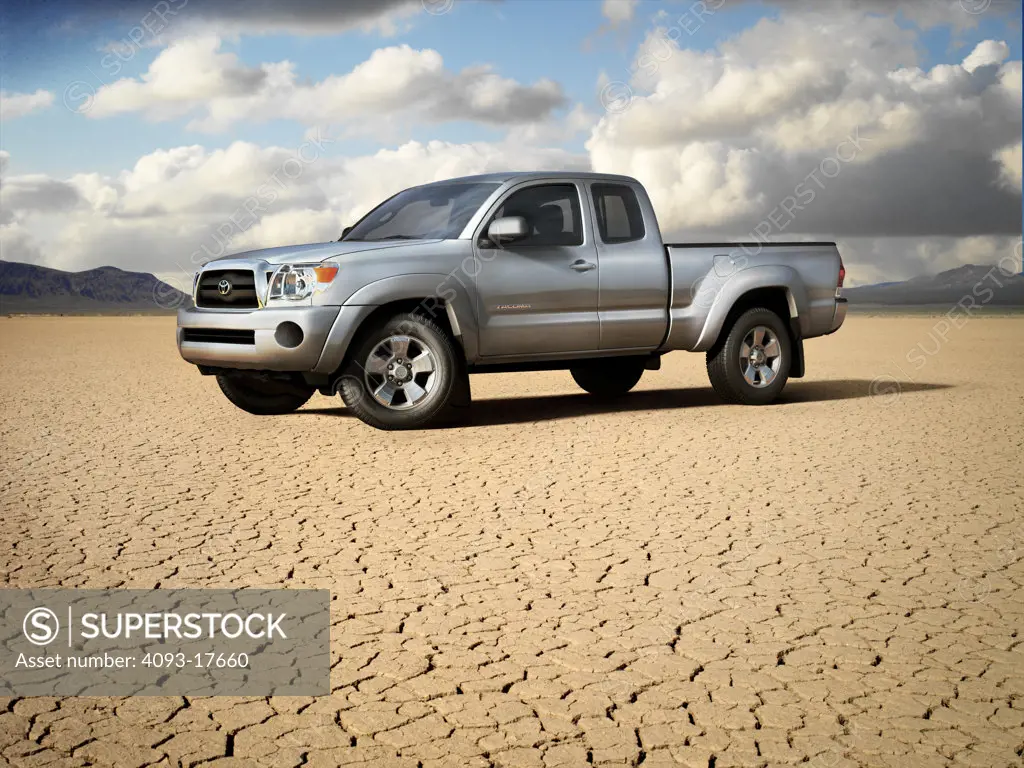 2006 Toyota Tacoma 7/8 side-front view on dry lake
