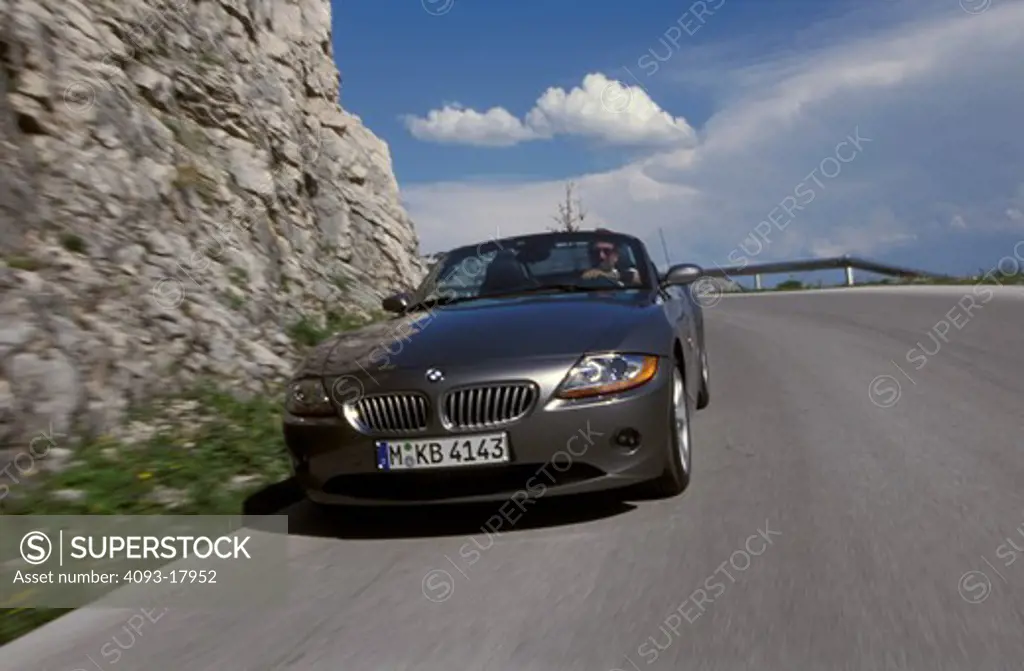 BMW Z4 Z Series 2003 grey rocky grille sky curve street