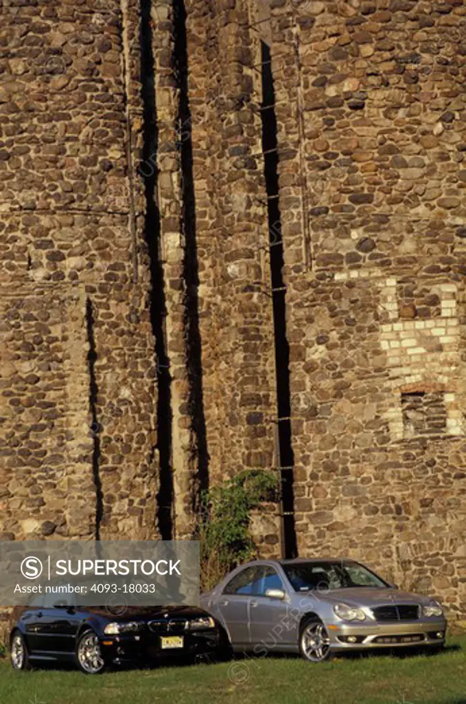 2004 Mercedes Benz C 240 BMW M3 wall stone