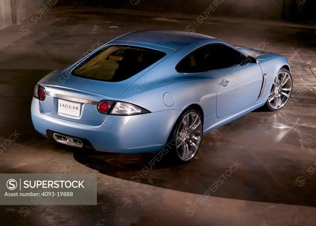 high angle Jaguar Advance Lightweight Coupe 2005 blue