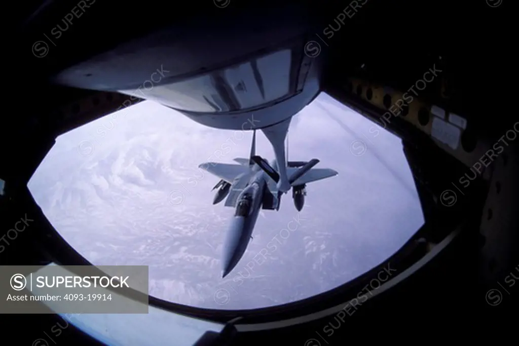 interior detail Military Jets Fixed Wing Boeing Aviat Airplanes KC-135E Stratotanker tanker boom in-flight refueling fuel transfer F-15C Eagle fighter USAF U.S. Air Force bombs